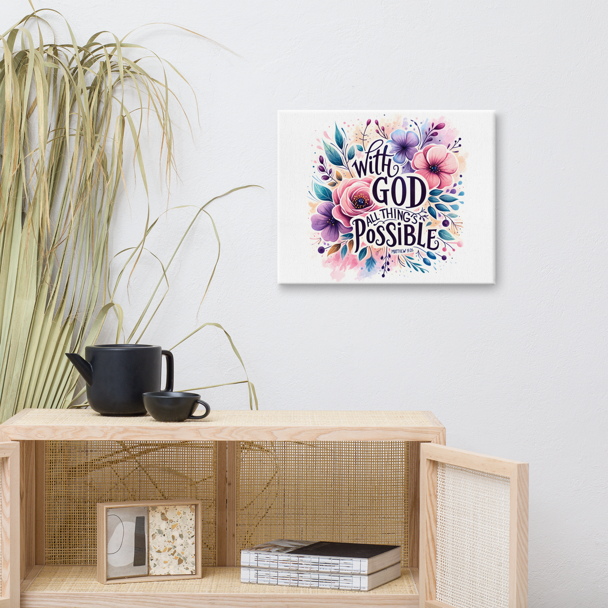 With God all thing's possible Wall art Canva