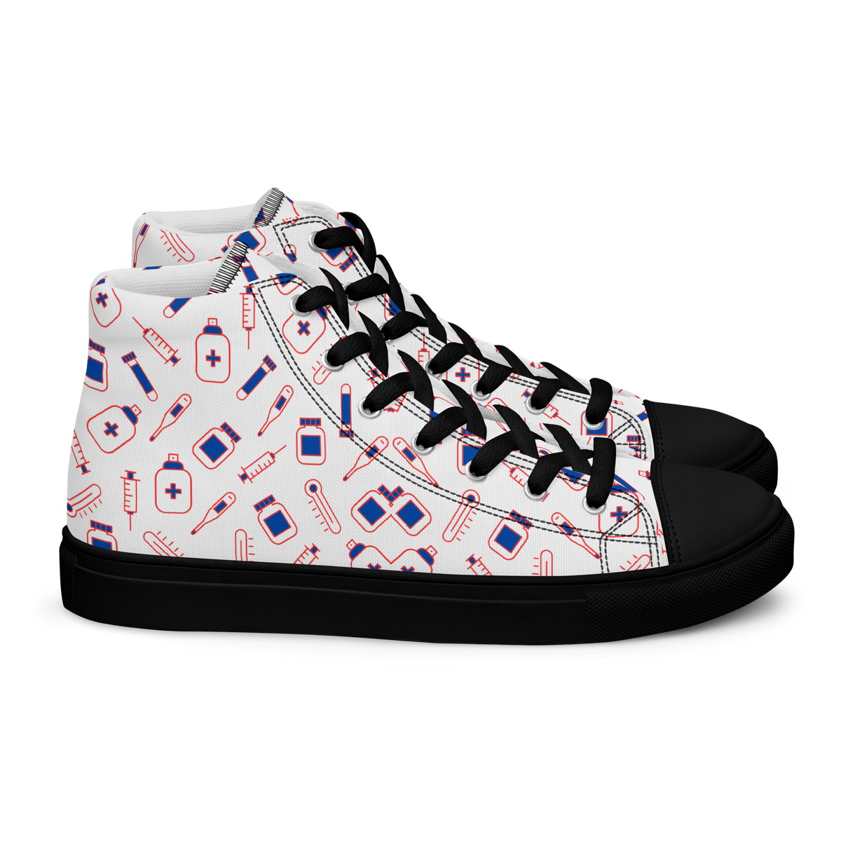 Men’s high top medical pattern canvas shoes