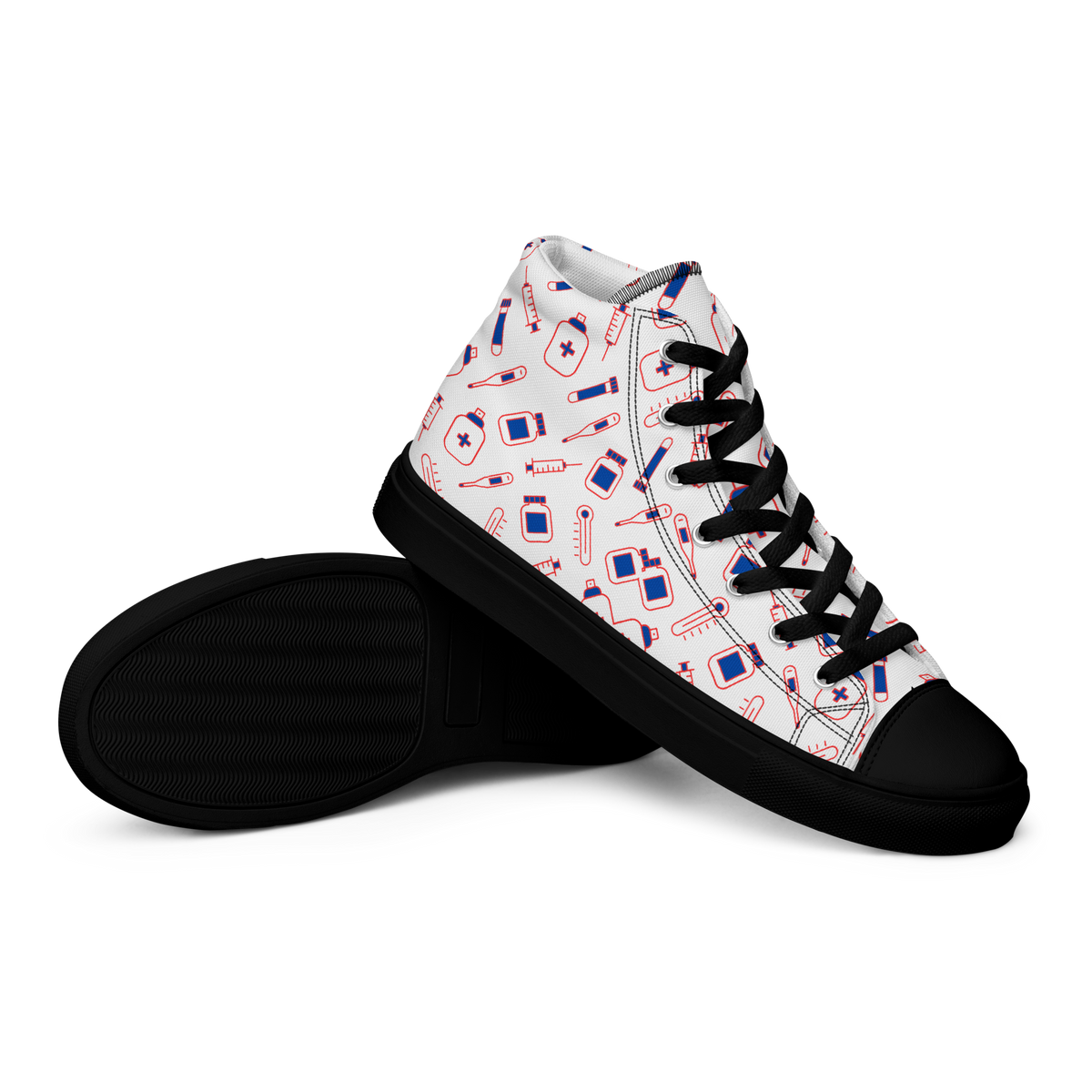 Men’s high top medical pattern canvas shoes