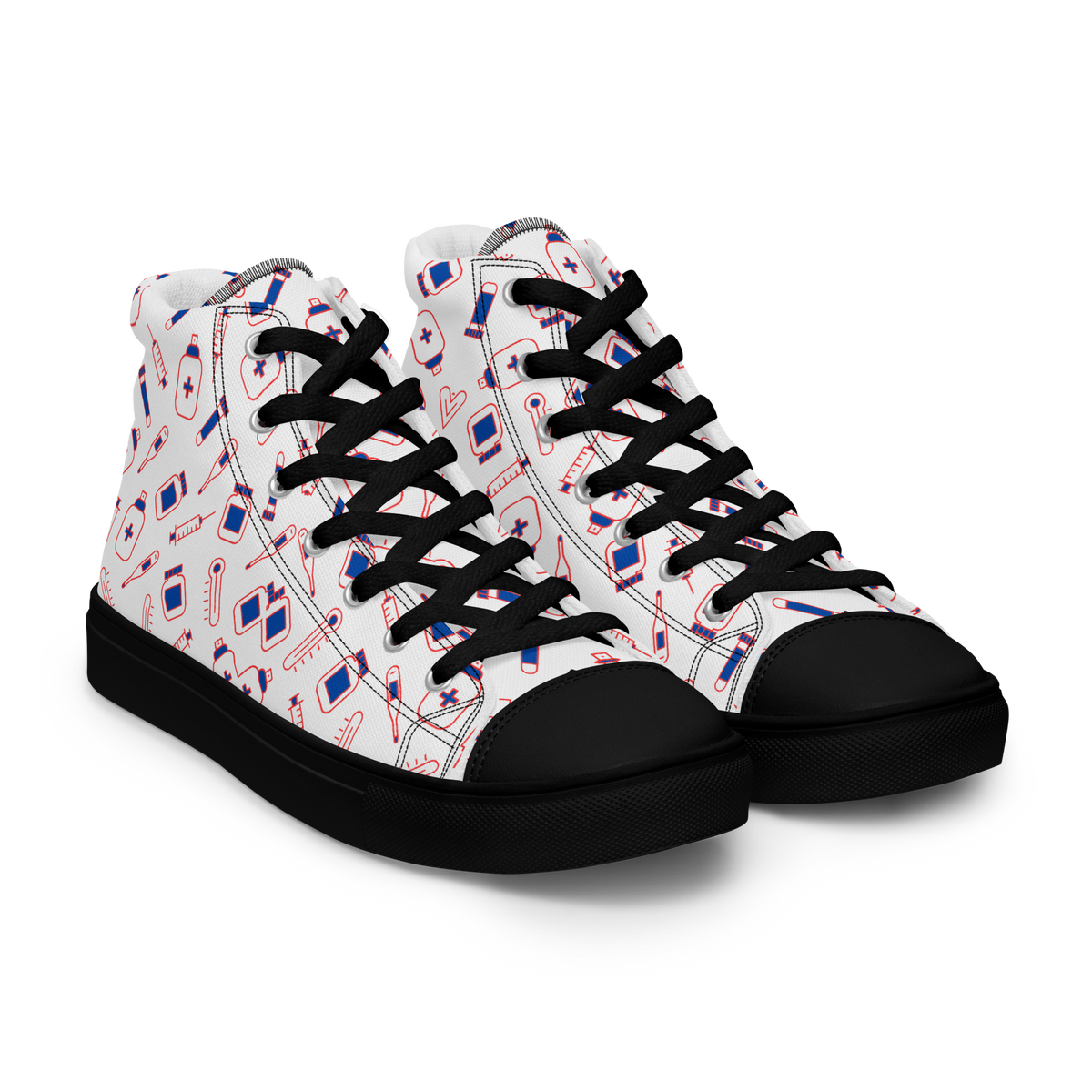 Men’s high top medical pattern canvas shoes