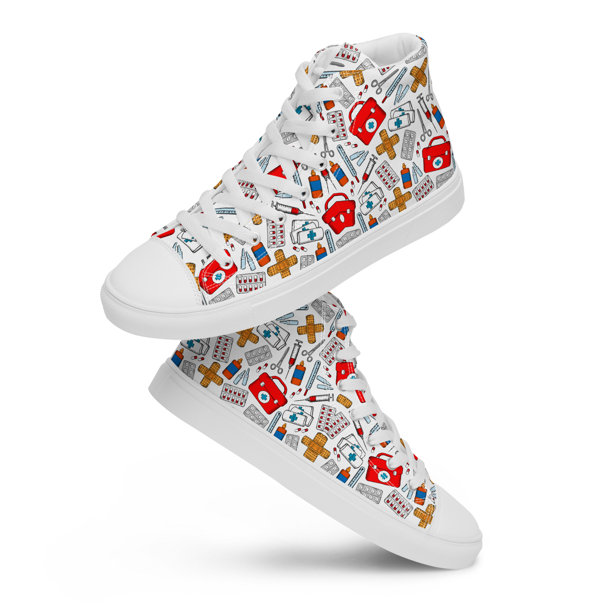 Women’s high top medical pattern canvas shoes