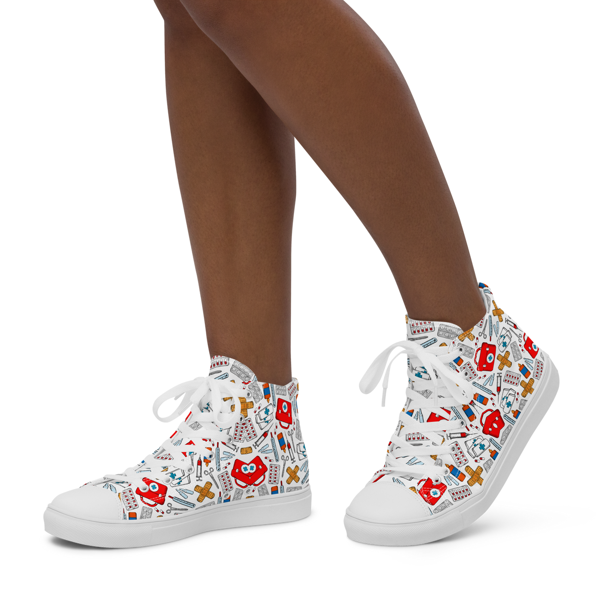 Women’s high top medical pattern canvas shoes