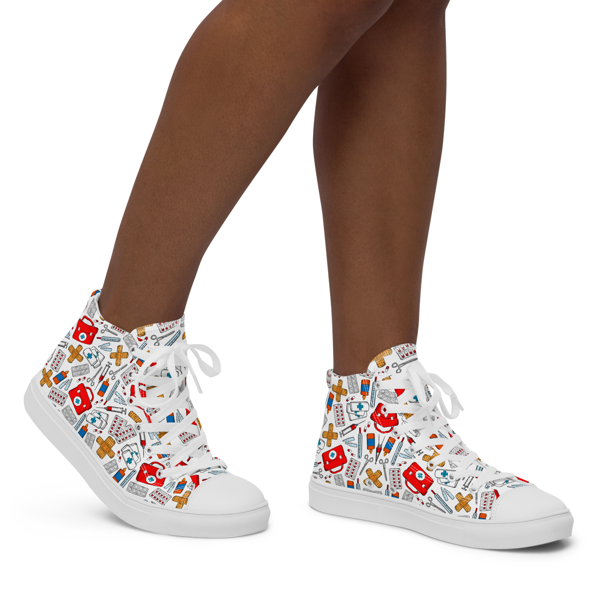 Women’s high top medical pattern canvas shoes